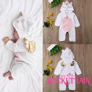 mameluco de franela de unicornio para bebé/niña/ropa cálida
