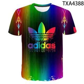 2021 summer new sports tide brand Adidas 3D printed T-shirt men's sports breathable leisure all-match round neck short-sleeved shirt