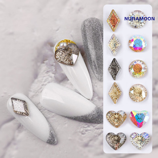 Nuramoon Nail Glitter transparente exquisito brillante rombic Rhinestone decoración de uñas para salón de belleza