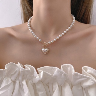 Collar De Perlas De Amor | Cadena De Clavícula Acero Inoxidable Accesorios Para Damas (1)
