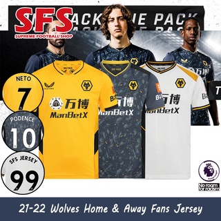 【SFS】Top Quality 21-22 Wolves Soccer Football Jersey T-shirt Sports Jerseys Loose Fans Version Wolverhampton Wanderers S-2XL