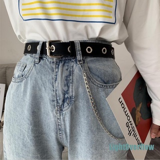 [Lightoverflow] mujer Punk cadena moda cinturón ajustable cintura con ojales cadena cinturón Simple