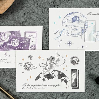 Cosmic stars postal dibujado a mano ilustración astronauta planeta luna cuenta de mano diy decoración material de fondo tarjeta de felicitación