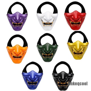 [Jinkeqcool] máscara divertida de media cara Cosplay Samurai fiesta de Halloween Festival máscara Ideal (1)