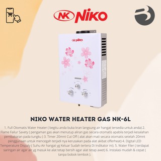 Niko NK-6L ORIGINAL calentador de agua blanco GAS