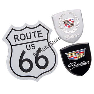 Route US 66 Metal Coche Cuerpo Placa Etiqueta Engomada Auto Emblema Trasero Insignia Tronco Bloqueo De Arañazos Adhesivo Para Cadillac CTS SRX Escalade BLS