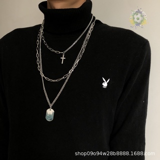 Flash 3pcs collar de cruz Hip hop cadena larga Vintage gargantilla collar de moda joyería para hombres y mujeres