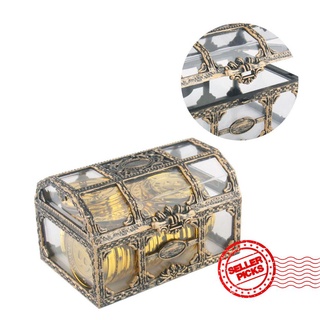 caja de tesoro transparente de cristal de la gema de la caja de plástico pirata decoración escena caja props transparente r0b4