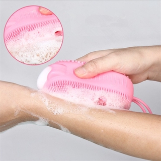 4 Colors Bath Shower With Sponge Silicone Body Brush Exfoliating Back Brush Wash Clean Bathremove Dead Skin Scrub Towel In Stock (3)