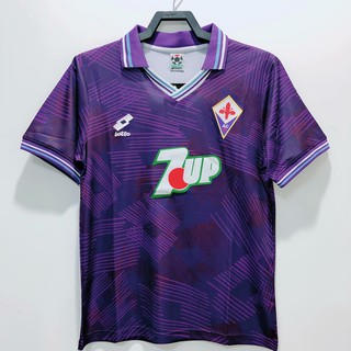 Retro 1992-1993 TopThai calidad Fiorentina casa jacquard tela jersey grado: AAA talla S-2XL (1)