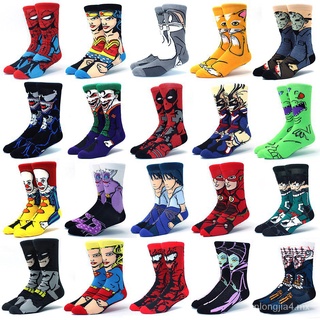 🙌 Calcetines de los hombres de la moda de los hombres anime divertido calcetines hip hop personalidad anime calcetines de dibujos animados moda skarpety alta calidad patrón de costura 20 colores OTuk