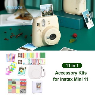 ❤Missece❤11 en 1 Kit de accesorios para Fujifilm Instax Mini 11 accesorios paquete conjunto de cuero de la PU de la cámara de la cubierta del hombro