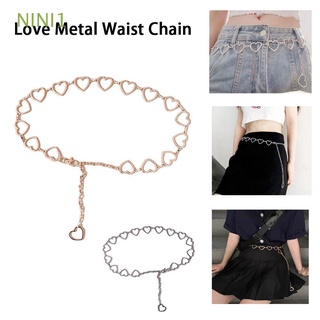 NINI1 Fashionable Waist Chain Dresses Decoration Alloy Buckle Belt Fine Waist Belts Elegant Hip Hop Style Metal Lady&Women Hook Up Heart Hollow Girdle/Multicolor (1)