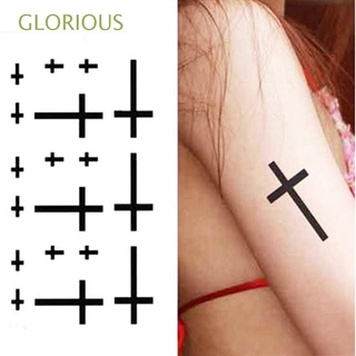 Glorioso nuevo tatuajes pegatina moda falso tatuaje cruz tatuaje Sexy 2pcs cuerpo arte cuello mujer 10,5 x 6 cm pegatinas temporales/Multicolor (1)