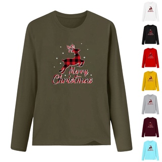 mujeres de navidad alce impreso cuello redondo jersey tops (sdt35457.mx)