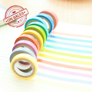10 Rolls Paper Washi Facepack Tape Rainbow Colours Decoration-DIY Sticky Y4T1