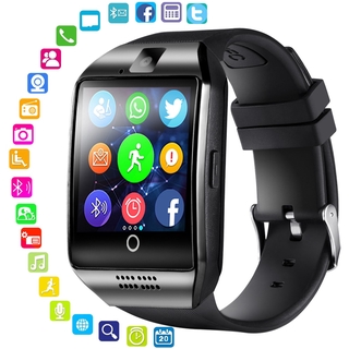 reloj inteligente con cámara q18 bluetooth smartwatch sim tf ranura de tarjeta fitness tracker reloj deportivo android pk dz09 relojes