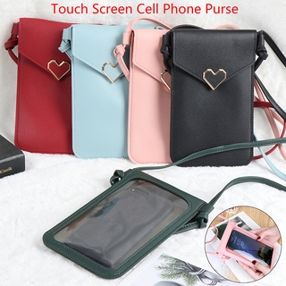 pantalla táctil de las mujeres bolsa de teléfono celular smartphone cartera de cuero correa de hombro bolsa