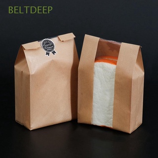 beltdeep 25/50pcs bolsa de pan pan pan bolsa de embalaje de alimentos bolsa de papel kraft bolsa de almacenamiento de rayas tortas para llevar panadería hornear tostadas