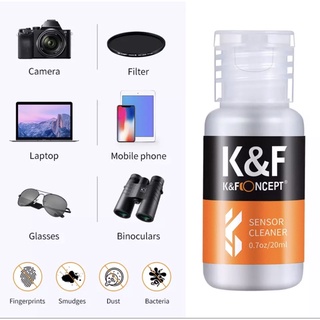 K&f limpiador de sensores líquidos de 20 ml de limpieza para lente de cámara filtro de lentes teléfonos pantallas LCD
