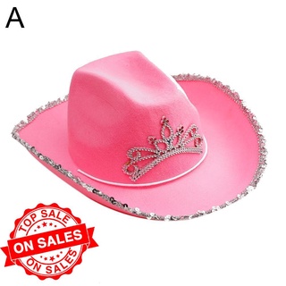 Carta sombrero de vaquero con lentejuelas rosa rosa corona vaquero sombrero S9Z0