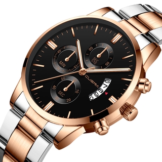 [PALARNA]CUENA Men Fashion Military Stainless Steel Analog Date Sport Quartz Wrist Watch