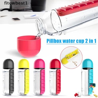 Fbmx Sports Plastic Water Bottle Combine Daily Pill Boxes Organizer Drinking Cup Glory
