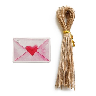 Dais 50Pcs dulce rosa amor regalo etiquetas DIY corazón colgar etiquetas de los amantes del día de san valentín Kraft etiquetas de regalo con Kit de envoltura de cuerdas (7)