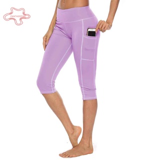 pantherpink Women Solid Color Side Pocket High Waist Fitness Leggings Yoga Workout Pants (2)