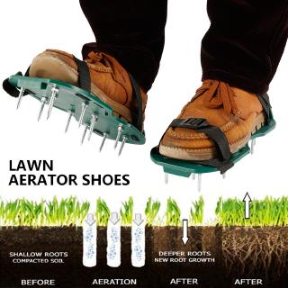 1 par de picos aireantes epoxi zapatos herramienta jardín patio hierba cultivador herramienta de escarificación jardín césped zapato con 2 correas ajustables (1)