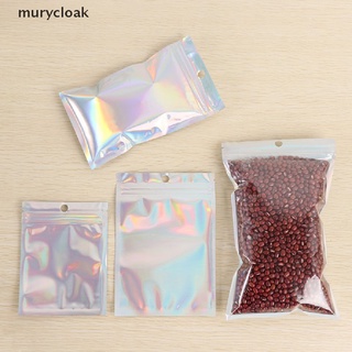 murycloak 10pcs iridiscente cremallera bolsas de plástico cosmético láser holográfico cremallera bolsas mx