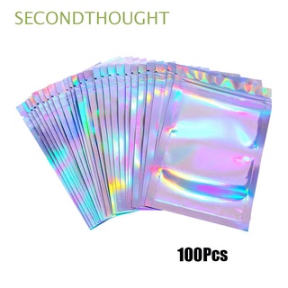 SECONDTHOUGHT Bright Bags Candy Laser Bags Storage Bags Cosmetic Storage 100pcs Aluminum Foil One Side Clear Transparent