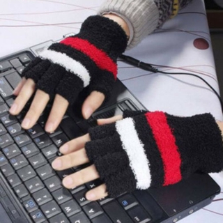 Invierno eléctrico USB calentado guantes de invierno térmico medio dedo con casco dedo cubierta recargable para ciclismo al aire libre ciclismo interior (4)
