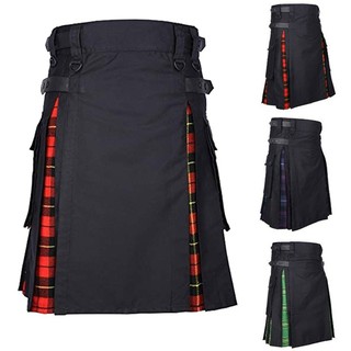 faldas de bolsillo para hombre vintage kilt escocia gótico moda kendo ropa escocesa