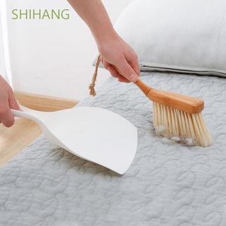 Shihang Mini escoba pala conjunto de plástico cepillo de limpieza de polvo pequeño colgante mango de bambú con cuerda hogar herramientas de limpieza