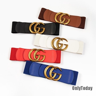 [OnlyToday] cinturón de cuero para Jeans vestidos doble anillo hebilla GG patrón cinturón