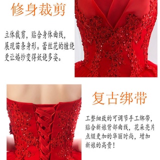 【2021Nuevo】Vestido de boda2020Nuevo estilo rojo vestido de novia princesa sueño Bud tubo superior verano estilo coreano alta cintura Maternidad (7)