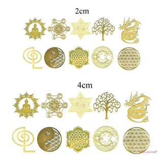 [HWD] 10 piezas DIY 7 chakras cobre torre de energía orgonita pegatina flor vida árbol pirámide decoración epoxi resina rellenos manualidades de resina