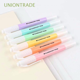 UNIONTRADE 6Pcs/Set Fluorescent Pen Gift Highlighter Pen Double Head Candy Color Office Supplies School Supplies Student Supplies Stationery Kids Markers Pen