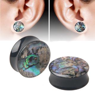 Enchufes concha de EAR ACRYLIC ABALONE EAR GAUGES FLESH TUNNELS (1)