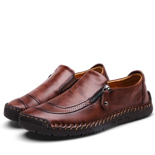 Gran tamaño 38~48 mocasines masculino Casual 0riginal zapatos de cuero Doug barco de cuero zapatos de conducción deslizamiento en los hombres mocasines