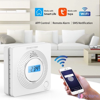 Detector Monoxide De Carbono Wifi alarma De gas Doméstico Tuya aplicación inteligente Alimentado Por batería/alarma De detección De Co Oceano