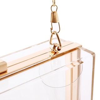 mujer lindo transparente acrílico caja bolsa crossbody bolso de noche bolsa con correa de cadena dorada (2)