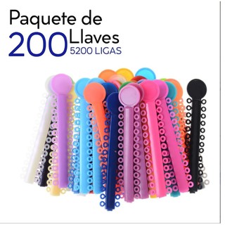 200 Llaves Ligas De Colores Para Dientes Brackets 5200 MÓDULOS