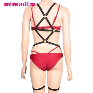 [jymx] negro todo el cuerpo nuevo mujeres arnés de cuerpo sujetador jaula top lencería tamaño ajustable (5)