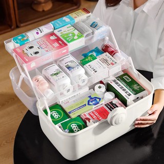 Kit de primeros auxilios portátil caja de almacenamiento de 3 niveles de plástico de alta capacidad de la familia Kit de emergencia caja organizador con mango de medicina pecho (2)