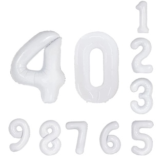 Globos de papel de aluminio de 40 pulgadas grandes con números blancos/decoración de fiesta de cumpleaños/decoración de habitación