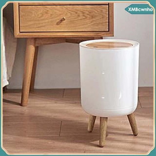 [wnho] moderno cubo de basura redondo cubierta de prensa de imitación grano de madera de alto pie cesta de residuos de gran diámetro baño inodoro casa basura