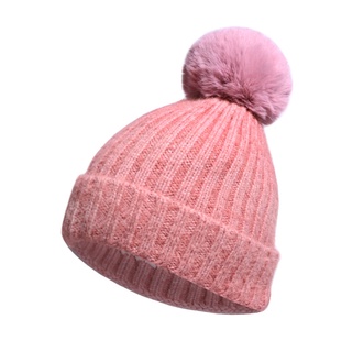 Sombrero de ala tejida al norte de China de manga caliente sombrero orejeras de invierno sin piel falsa bola engrosada sombrero sombrero forro polar