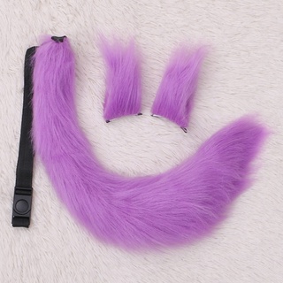 sunb orejas de animales clips de pelo cola peludo cosplay headwear hecho a mano disfraz de halloween (3)